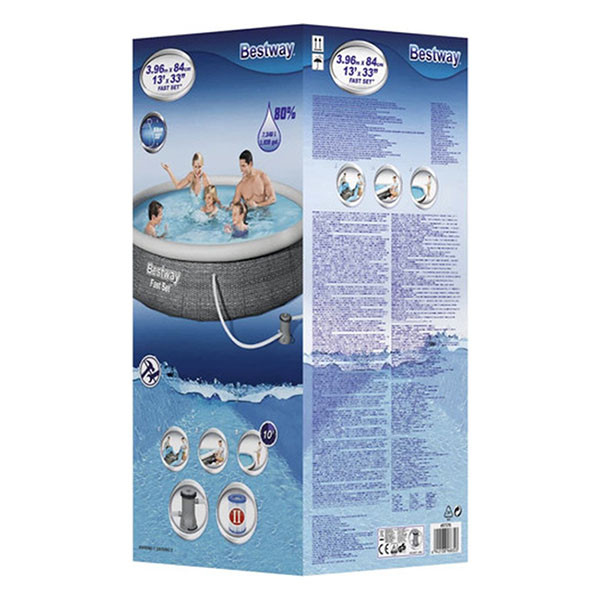 Bestway Opblaasbaar zwembad | Bestway | Ø 396 x 84 cm (Incl. filterpomp, Rotan) 57376 K180107731 - 6