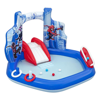 Bestway Speelzwembad | Bestway | 211 x 206 x 127 cm (Met glijbaan, ringwerpen, sproeier en speelballen, Spider-Man) 98793 K180107774
