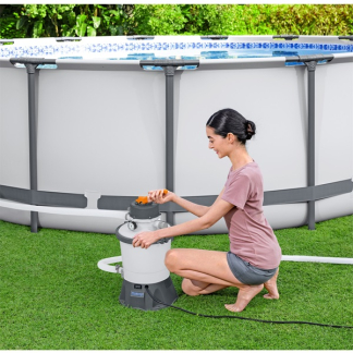 Bestway Zandfilterpomp | Bestway | 3.0 m³/u (Geschikt voor 1100 tot 16.000 liter, Manometer, Chloordispenser) 7025032070 K170115227 - 3