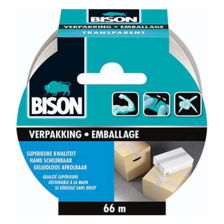 Bison Verpakkingstape | Bison | 66 meter (Transparant, 50 mm) 6311843 K100702526 - 2