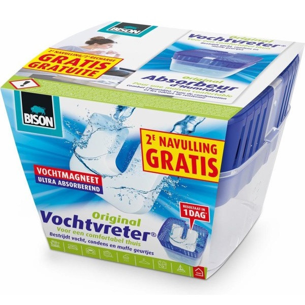 Bison Vochtvreter | Bison | Original (Inclusief 2 vochtmagneten, 450 gram, Ruimtes tot 45 m³, 0.5 liter) 6313238 K170101365 - 1
