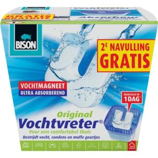 Bison Vochtvreter | Bison | Original (Inclusief 2 vochtmagneten, 450 gram, Ruimtes tot 45 m³, 0.5 liter) 6313238 K170101365 - 