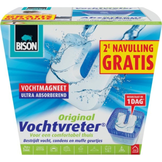 Bison Vochtvreter | Bison | Original (Inclusief 2 vochtmagneten, 450 gram, Ruimtes tot 45 m³, 0.5 liter) 6313238 K170101365 - 2