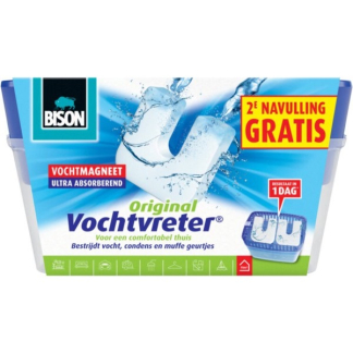 Bison Vochtvreter | Bison | Original (Inclusief 2 vochtmagneten, 900 gram, Ruimtes tot 90 m³, 1 liter) 6313244 K170101366 - 