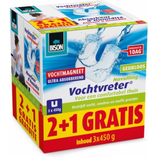 Bison Vochtvreter navulling | Bison | Magneet (Neutraal, 450 gram, 3 stuks) 6314038 K170101370