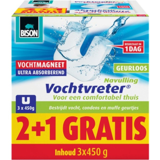 Bison Vochtvreter navulling | Bison | Magneet (Neutraal, 450 gram, 3 stuks) 6314038 K170101370 - 