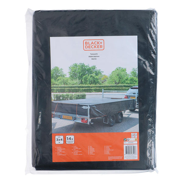 Black & Decker Afdekzeil | BLACK+DECKER | 3 x 4 meter (90 gr/m2, Zwart, Waterdicht) 871125223594 K180107529 - 3