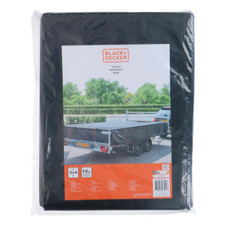 Black & Decker Afdekzeil | BLACK+DECKER | 3 x 4 meter (90 gr/m2, Zwart, Waterdicht) 871125223594 K180107529 - 3
