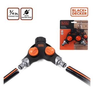 Black & Decker Koppelstuk tuinslang | BLACK + DECKER | 3/4 inch (Auto waterstop, Splitser) 871125223571 K170505390 - 3