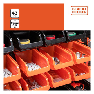 Black & Decker Opbergsysteem | BLACK+DECKER | 98 × 23 × 43 cm (43 delig, Opbergbakjes, Haken, Houders, Modulair) 871125223943 K101303029 - 2