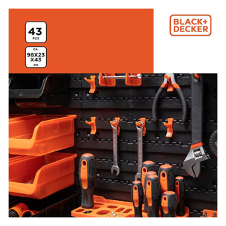 Black & Decker Opbergsysteem | BLACK+DECKER | 98 × 23 × 43 cm (43 delig, Opbergbakjes, Haken, Houders, Modulair) 871125223943 K101303029 - 3
