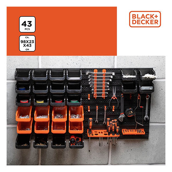 Black & Decker Opbergsysteem | BLACK+DECKER | 98 × 23 × 43 cm (43 delig, Opbergbakjes, Haken, Houders, Modulair) 871125223943 K101303029 - 4