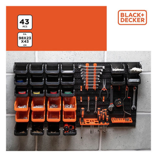 Black & Decker Opbergsysteem | BLACK+DECKER | 98 × 23 × 43 cm (43 delig, Opbergbakjes, Haken, Houders, Modulair) 871125223943 K101303029 - 4