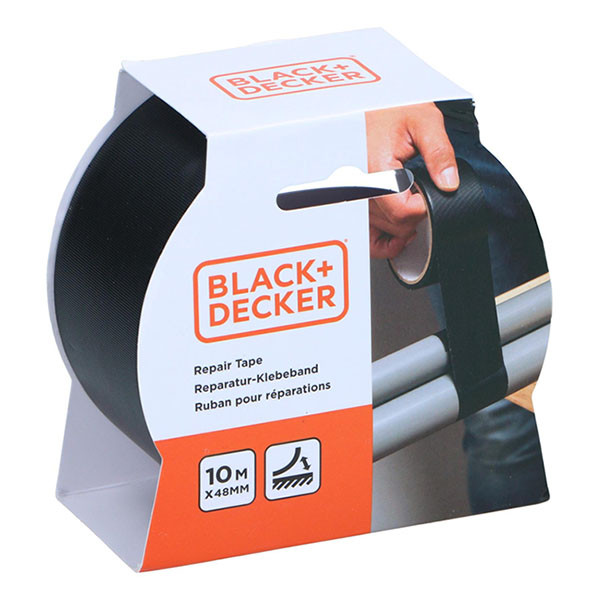 Black & Decker Reparatietape | BLACK+DECKER | 10 meter (Waterdicht, Binnen/Buiten, Zwart, 48 mm) 871125223877 K100702795 - 2