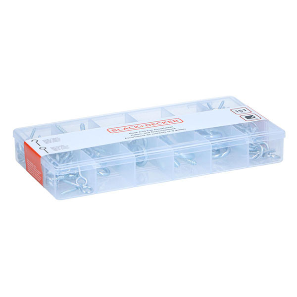 Black & Decker Schroefhaken - en ogenset | BLACK + DECKER | 151 stuks (Ooghaken, Ronde haken) 871125223819 K100702786 - 1