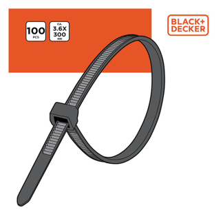 Black & Decker Tie wrap | BLACK+DECKER | 119 x 2.5 mm (100 stuks, Zwart) 871125223979 K100702798 - 3