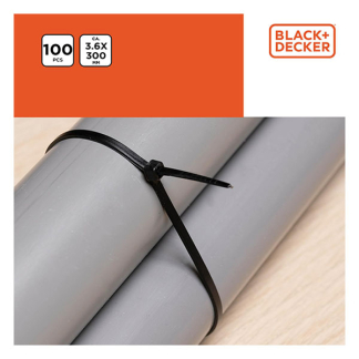 Black & Decker Tie wrap | BLACK+DECKER | 119 x 2.5 mm (100 stuks, Zwart) 871125223979 K100702798 - 4