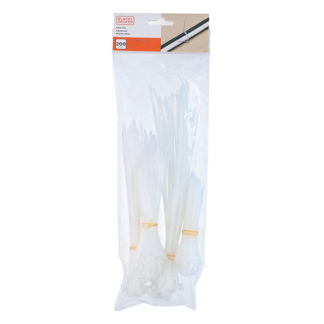 Black & Decker Tie wrap | BLACK+DECKER | 120 x 3 mm (200 stuks, Wit) 871125223992 K100702796 - 5
