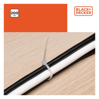 Black & Decker Tie wrap | BLACK+DECKER | 120 x 3 mm (200 stuks, Wit) 871125223992 K100702796 - 4