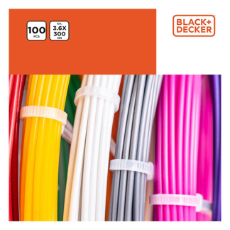 Black & Decker Tie wrap | BLACK+DECKER | 300 x 3.6 mm (100 stuks, Zwart) 871125223980 K100702797 - 3