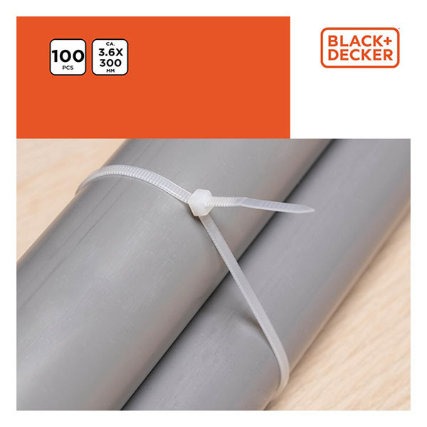 Black & Decker Tie wrap | BLACK+DECKER | 300 x 3.6 mm (100 stuks, Zwart) 871125223980 K100702797 - 4