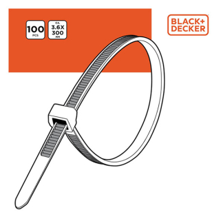 Black & Decker Tie wrap | BLACK+DECKER | 300 x 3.6 mm (100 stuks, Zwart) 871125223980 K100702797 - 5