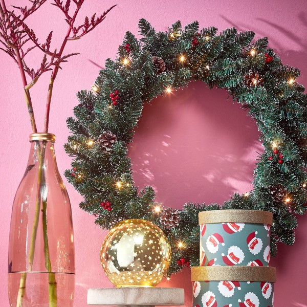 Black Box Kerstkrans | Black Box | Creston | Ø 45 cm (20 leds, Bevroren, Decoratie, Batterijen, Binnen/Buiten) 1065808 K151100114 - 4