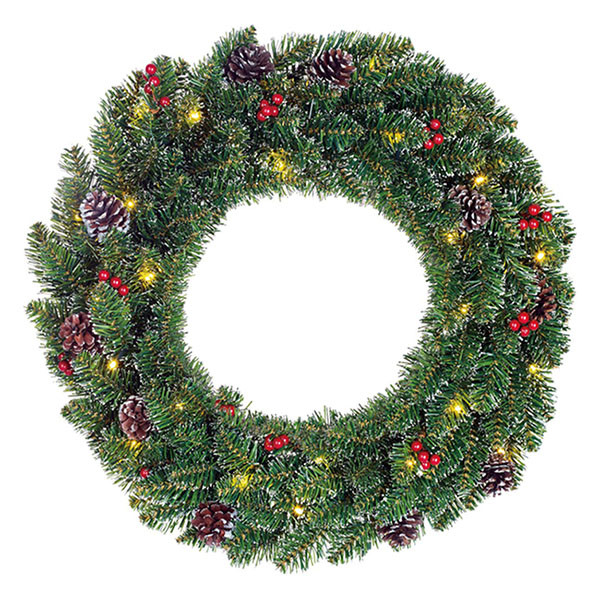 Black Box Kerstkrans | Black Box | Creston | Ø 60 cm (30 leds, Bevroren, Decoratie, Batterijen, Binnen/Buiten) 1065809 K151100115 - 1
