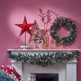 Black Box Kerstkrans | Black Box | Creston | Ø 60 cm (30 leds, Groen, Bevroren, Besjes, Dennenappels, Batterijen, Binnen/Buiten) 1065809 K151100115 - 3