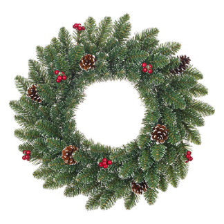 Kerstkrans | Black Box | Creston | Ø 60 cm (Groen, Bevroren, Besjes, Dennenappels, Binnen/Buiten)