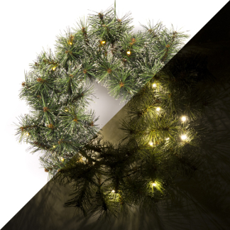 Black Box Kerstkrans | Black Box | Glendon | Ø 45 cm (20 leds, Groen, Bevroren, Batterijen, Binnen/Buiten) 1015815 K151100104