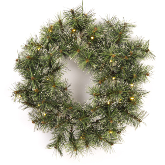 Black Box Kerstkrans | Black Box | Glendon | Ø 45 cm (20 leds, Groen, Bevroren, Batterijen, Binnen/Buiten) 1015815 K151100104 - 2