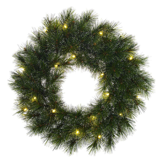 Kerstkrans | Black Box | Glendon | Ø 60 cm (30 leds, Groen, Bevroren, Batterijen, Binnen/Buiten)