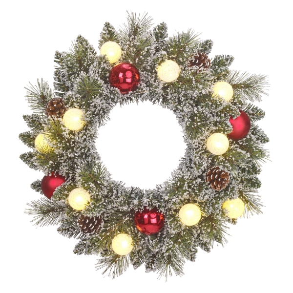 Black Box Kerstkrans | Black Box | Kaprun | Ø 45 cm (10 leds, Besneeuwd, Decoratie, Timer, Batterijen, Binnen) 1166289 K151100142 - 1
