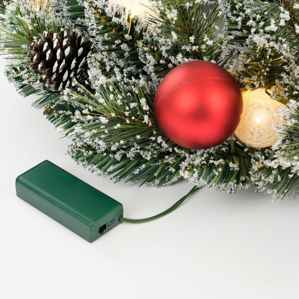 Black Box Kerstkrans | Black Box | Kaprun | Ø 45 cm (10 leds, Besneeuwd, Decoratie, Timer, Batterijen, Binnen) 1166289 K151100142 - 4