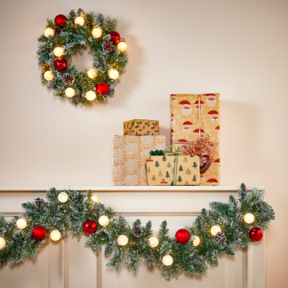Black Box Kerstkrans | Black Box | Kaprun | Ø 45 cm (10 leds, Besneeuwd, Decoratie, Timer, Batterijen, Binnen) 1166289 K151100142 - 7