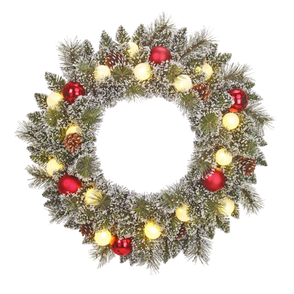 Black Box Kerstkrans | Black Box | Kaprun | Ø 60 cm (15 leds, Besneeuwd, Decoratie, Timer, Batterijen, Binnen) 1166290 K151100143 - 1