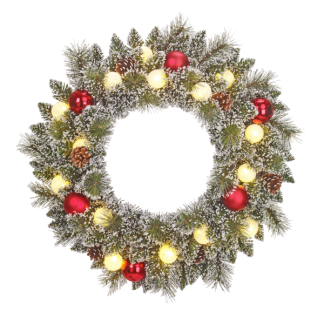 Black Box Kerstkrans | Black Box | Kaprun | Ø 60 cm (15 leds, Besneeuwd, Decoratie, Timer, Batterijen, Binnen) 1166290 K151100143 - 1