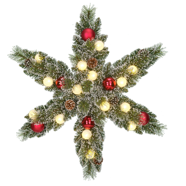 Black Box Kerstkrans | Black Box | Kaprun | Ø 60 cm (15 leds, Ster, Besneeuwd, Decoratie, Timer, Batterijen, Binnen) 1166294 K151100144 - 1