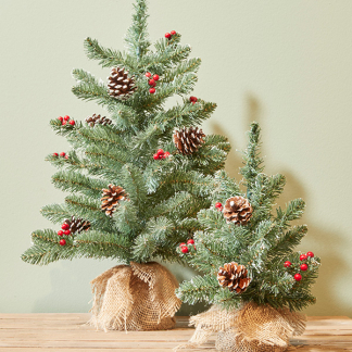Black Box Kunstkerstboom | Black Box | Creston | 45 cm (Groen, Bevroren, Besjes, Dennenappels, Jute voet, Binnen) 1015798 K151100112 - 2