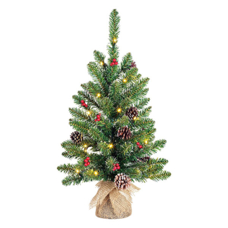 Black Box Kunstkerstboom met verlichting | Black Box | Creston | 45 centimeter (15 leds, Groen, Bevroren, Besjes, Dennenappels, Binnen) 1065814 K151100119 - 1