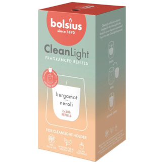 Bolsius CleanLight navulling | Bergamot & Neroli (Plantaardige wax, Tot 20 branduren, 2 stuks) 101925030512 K150303271