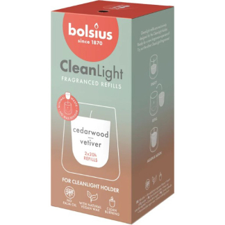 Bolsius CleanLight navulling | Cedarwood & Vertiver (Plantaardige wax, Tot 20 branduren, 2 stuks) 101925030516 K150303179 - 1