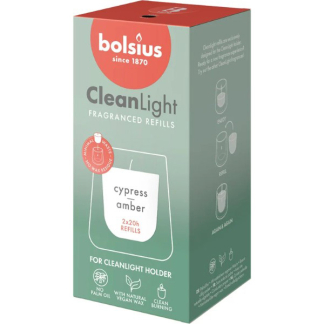 Bolsius CleanLight navulling | Cypress & Amber (Plantaardige wax, Tot 20 branduren, 2 stuks) 101925030501 K150303177