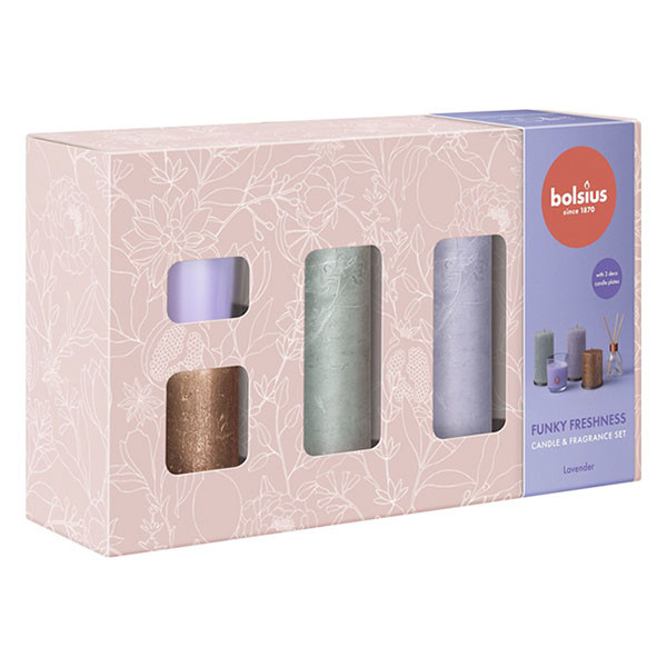 Bolsius Geschenkset | Bolsius | Funky Freshness | Set van 5 (Paars/Groen/Bruin) 103693276883 K150303481 - 1
