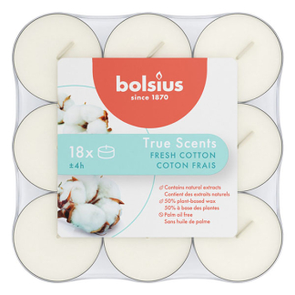 Bolsius Geurtheelichten | Bolsius | Fresh Cotton | 18 stuks (True Scents, Plantaardige wax, 4 branduren) 101926943471 K150303288