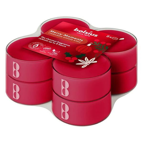 Bolsius Geurtheelichten | Bolsius | Merry Moments | 8 stuks (True Glow, Plantaardige wax, 8 branduren) 101925221896 K150303477 - 1