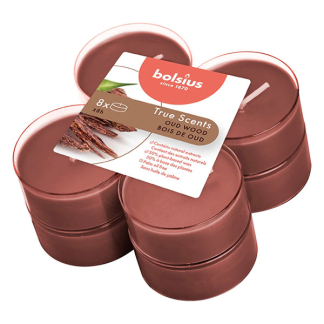 Bolsius Geurtheelichten | Bolsius | Oud Wood | 8 stuks (True Scents, Plantaardige wax, 8 branduren) 101925221870 K150303468 - 1