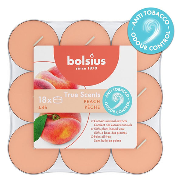 Bolsius Geurtheelichten | Bolsius | Peach | 18 stuks (True Scents, Plantaardige wax, 4 branduren) 101926943480 K150303292 - 1