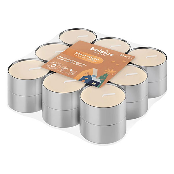 Bolsius Geurtheelichten | Bolsius | Silent Night | 18 stuks (True Glow, Plantaardige wax, 4 branduren) 101926943420 K150303474 - 1